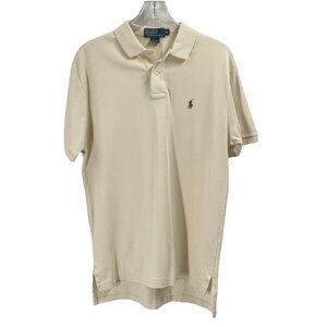 Polo Ralph Lauren Cream Polo Shirt Short Sleeve Pony Sz Mens Medium